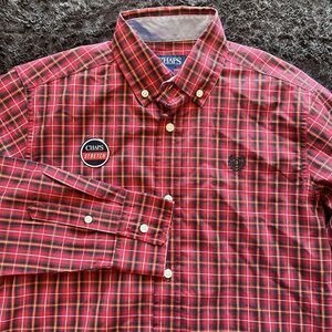 New Chaps Red Christmas Plaid Long Sleeve Button‎ Shirt Boys M 10/12